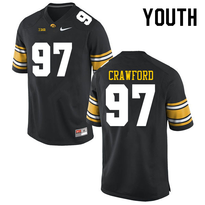 Youth #97 Caden Crawford Iowa Hawkeyes College Football Jerseys Sale-Black - Click Image to Close